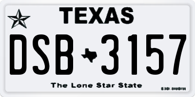 TX license plate DSB3157