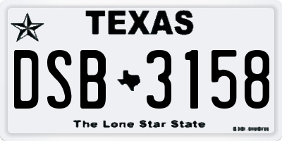 TX license plate DSB3158