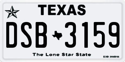 TX license plate DSB3159