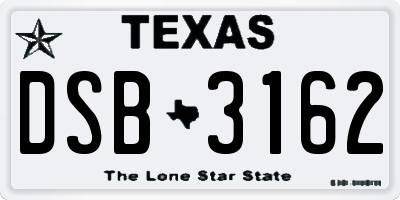 TX license plate DSB3162