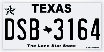 TX license plate DSB3164