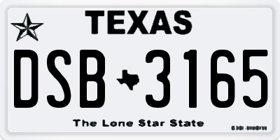 TX license plate DSB3165