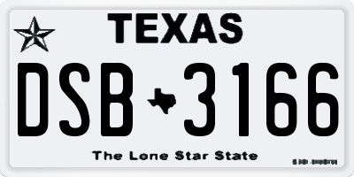 TX license plate DSB3166