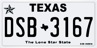 TX license plate DSB3167