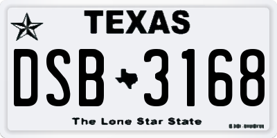 TX license plate DSB3168