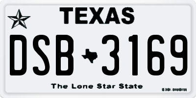 TX license plate DSB3169