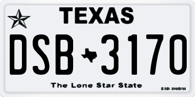 TX license plate DSB3170