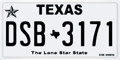 TX license plate DSB3171