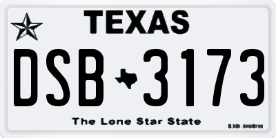 TX license plate DSB3173