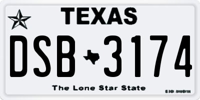 TX license plate DSB3174