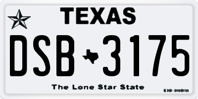 TX license plate DSB3175