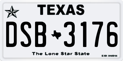 TX license plate DSB3176