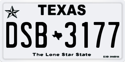 TX license plate DSB3177