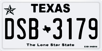 TX license plate DSB3179