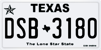 TX license plate DSB3180