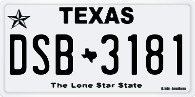 TX license plate DSB3181