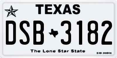 TX license plate DSB3182