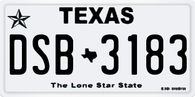 TX license plate DSB3183