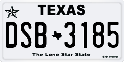 TX license plate DSB3185