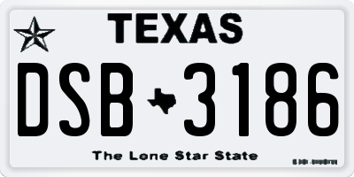 TX license plate DSB3186