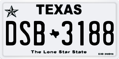 TX license plate DSB3188