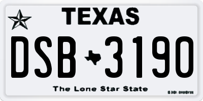 TX license plate DSB3190