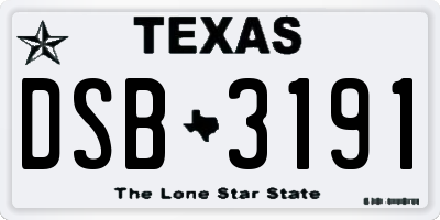 TX license plate DSB3191
