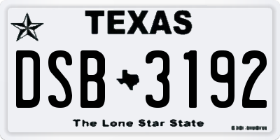 TX license plate DSB3192