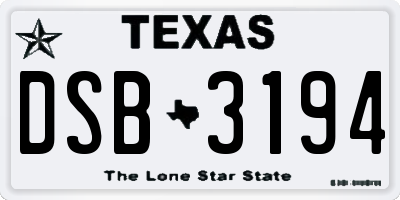 TX license plate DSB3194