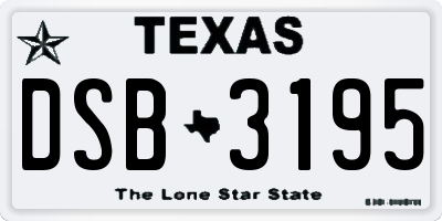 TX license plate DSB3195