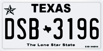 TX license plate DSB3196