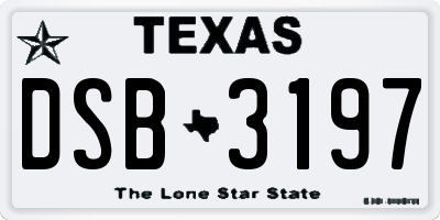 TX license plate DSB3197