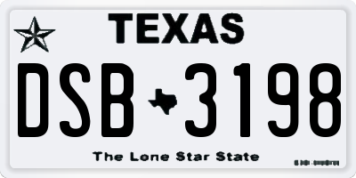 TX license plate DSB3198