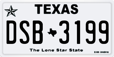 TX license plate DSB3199