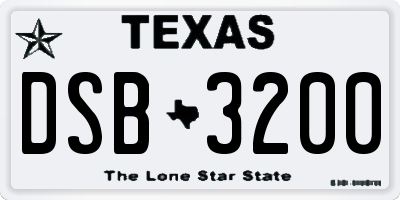 TX license plate DSB3200