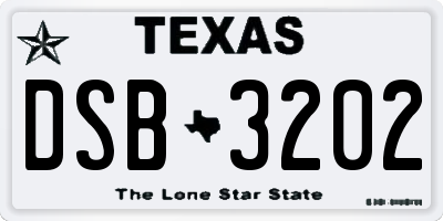 TX license plate DSB3202