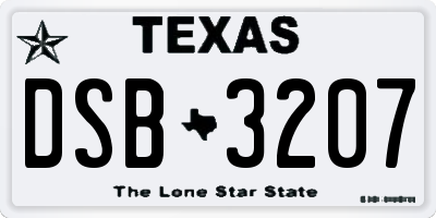 TX license plate DSB3207