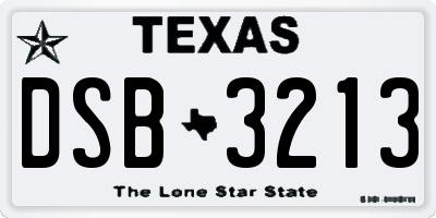 TX license plate DSB3213