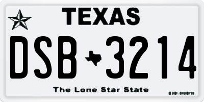TX license plate DSB3214