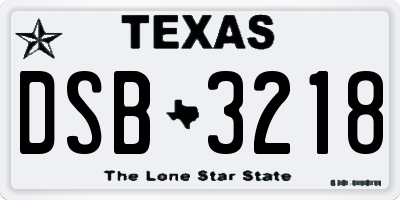 TX license plate DSB3218