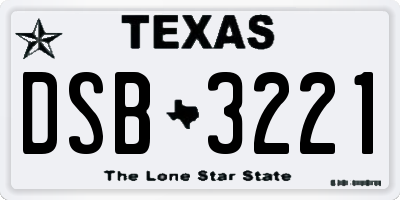 TX license plate DSB3221