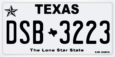 TX license plate DSB3223