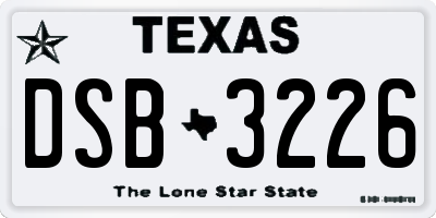 TX license plate DSB3226