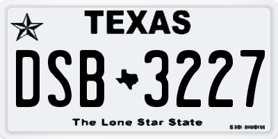 TX license plate DSB3227