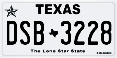 TX license plate DSB3228