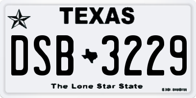 TX license plate DSB3229