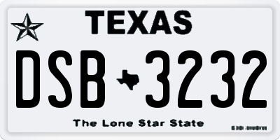 TX license plate DSB3232