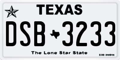 TX license plate DSB3233