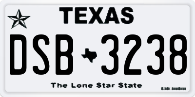 TX license plate DSB3238