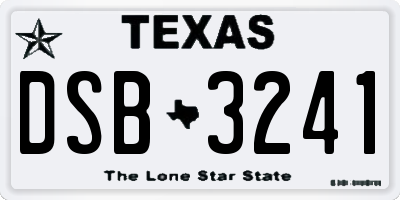 TX license plate DSB3241